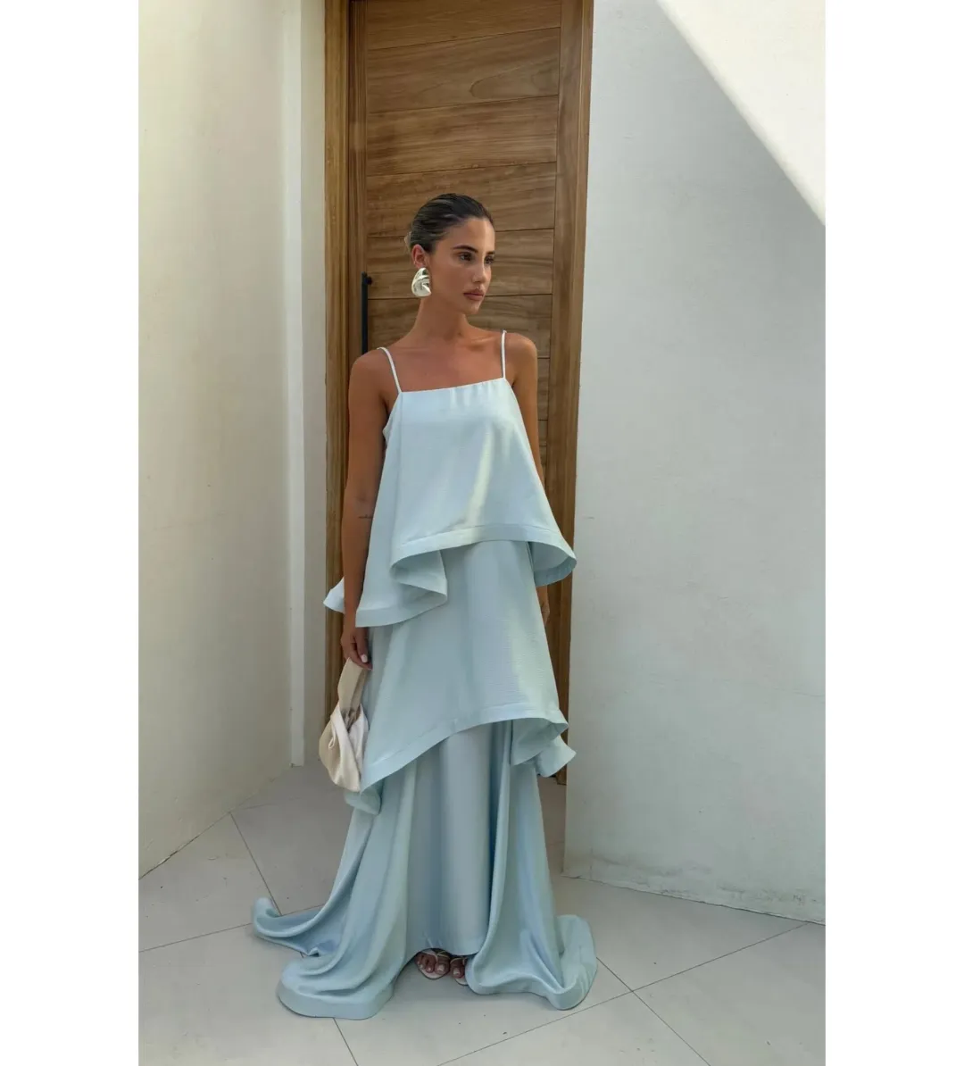 Elliatt Tilly Tiered Maxi Dress in Blue Size L/AU 12 for rent on The Volte - main image