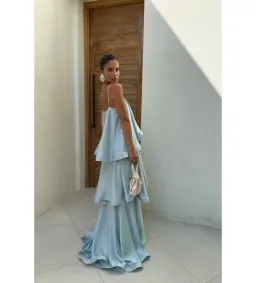 Elliatt Tilly Tiered Maxi Dress in Blue Size L/AU 12 for rent on The Volte - image 3