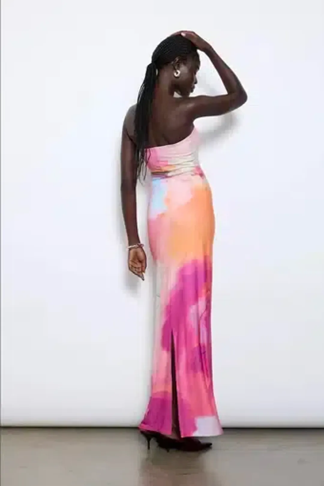 WITH HARPER LU STRAPLESS SLIP MAXI DRESS ABSTRACT ART SIZE XS Aus6-8 for rent on The Volte - main image