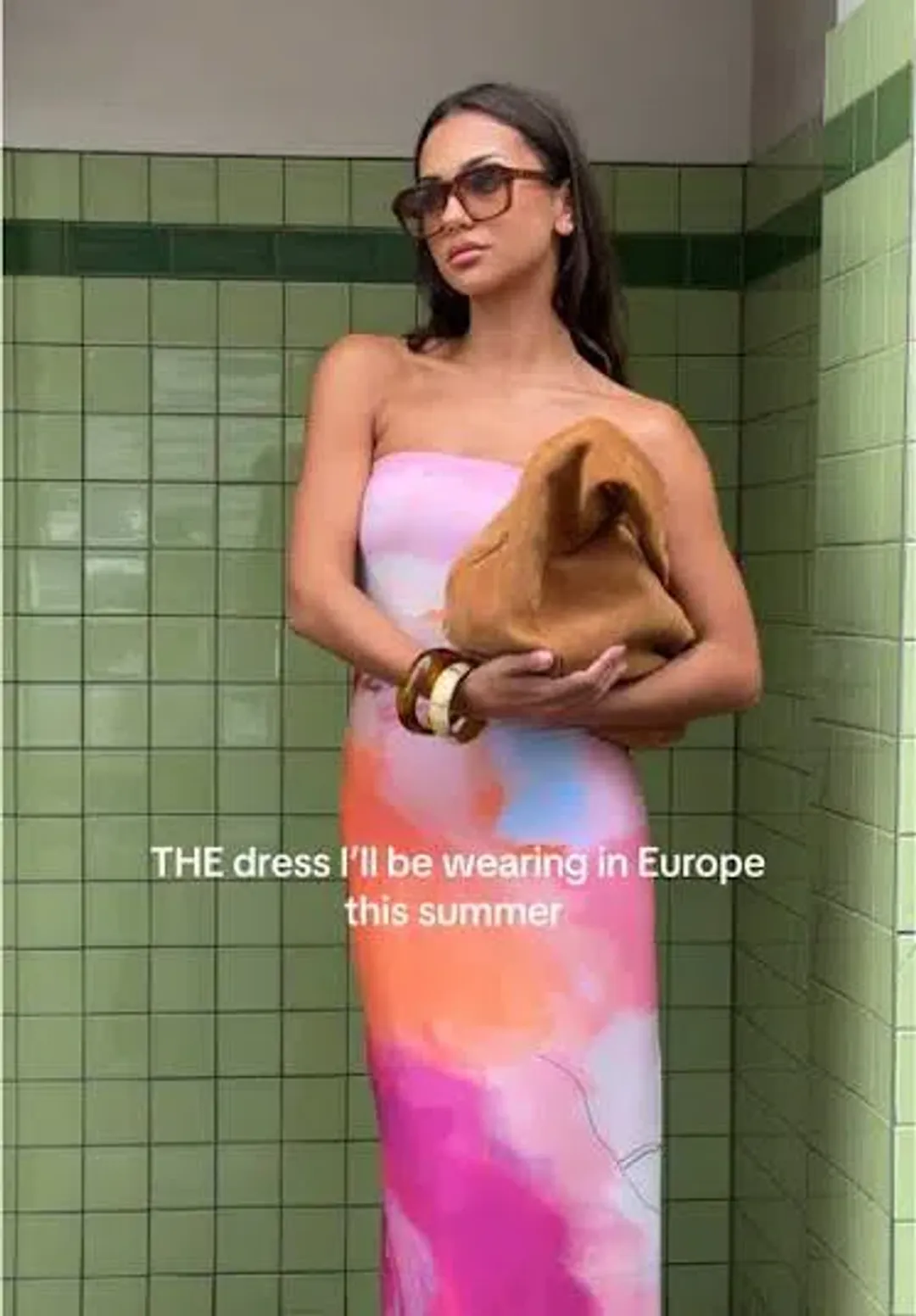 WITH HARPER LU STRAPLESS SLIP MAXI DRESS ABSTRACT ART SIZE XS Aus6-8 for rent on The Volte - main image