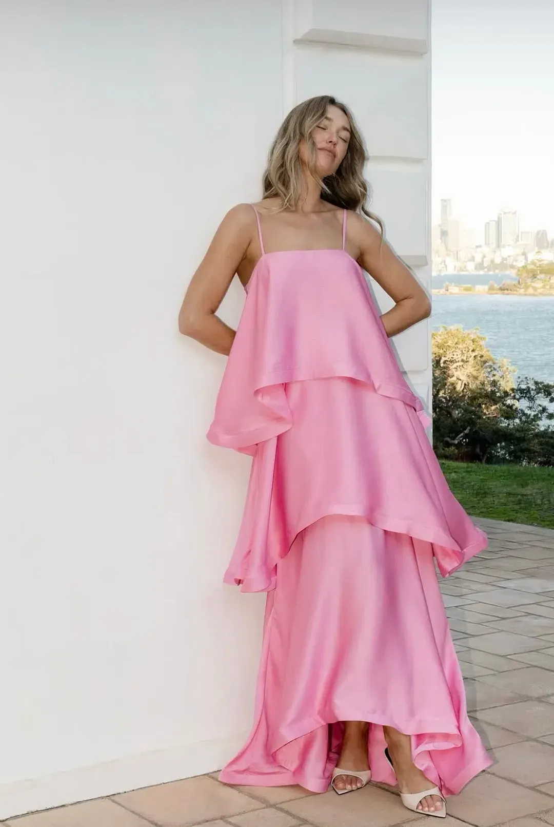 Elliatt Tilly Tiered maxi Pink Size L(12-16) for rent on The Volte - main image