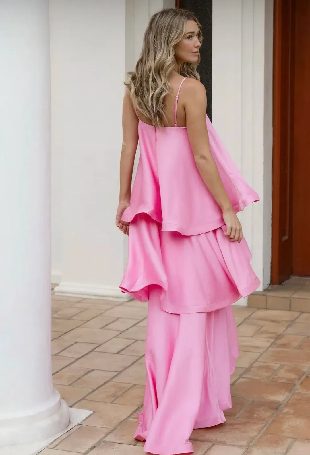 Elliatt Tilly Tiered maxi Pink Size L(12-16) for rent on The Volte - main image