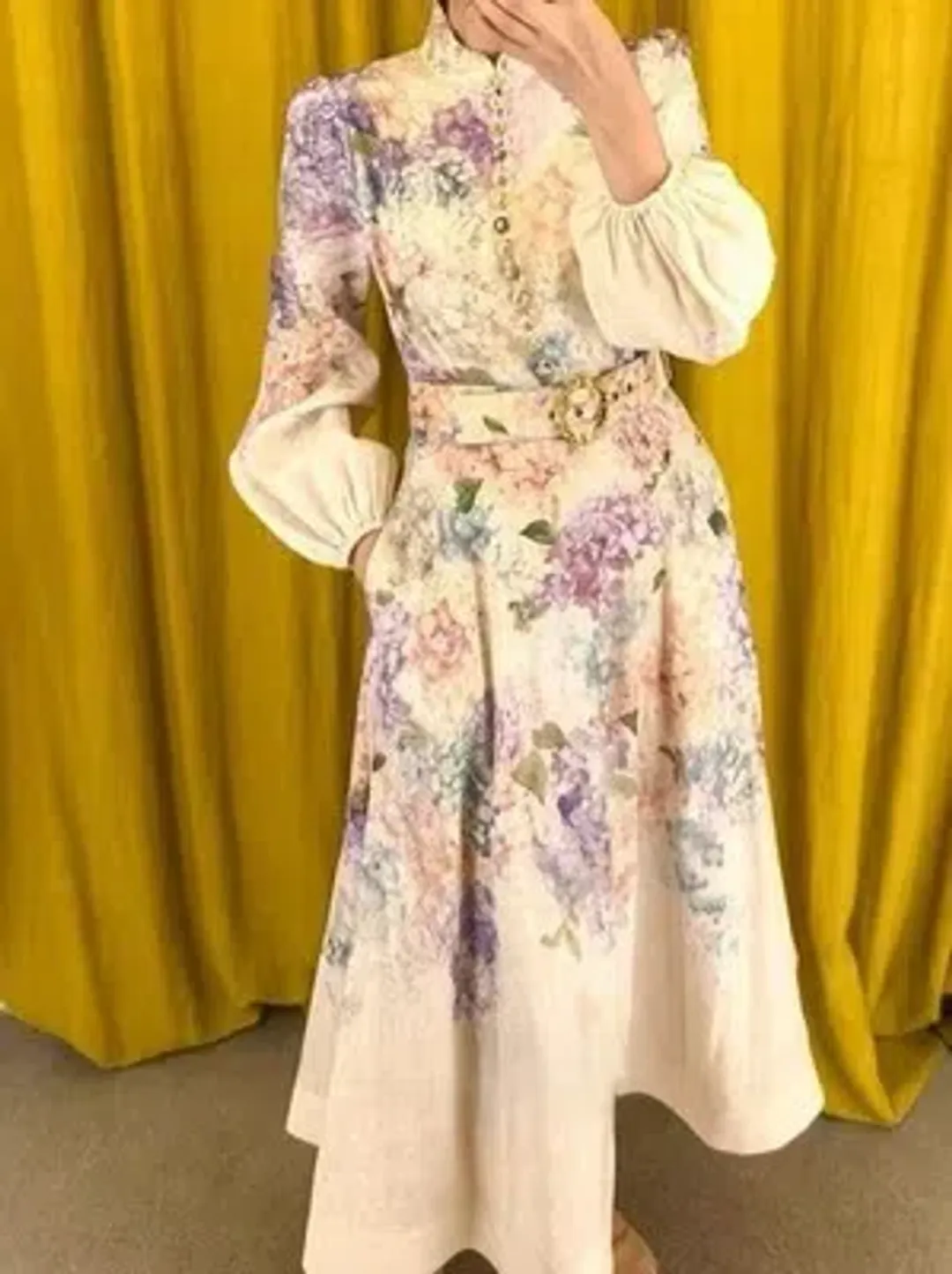 Zimmermann Dawning Button Hydrangea Floral Midi Dress size 2 / 10 - 12 for rent on The Volte - main image