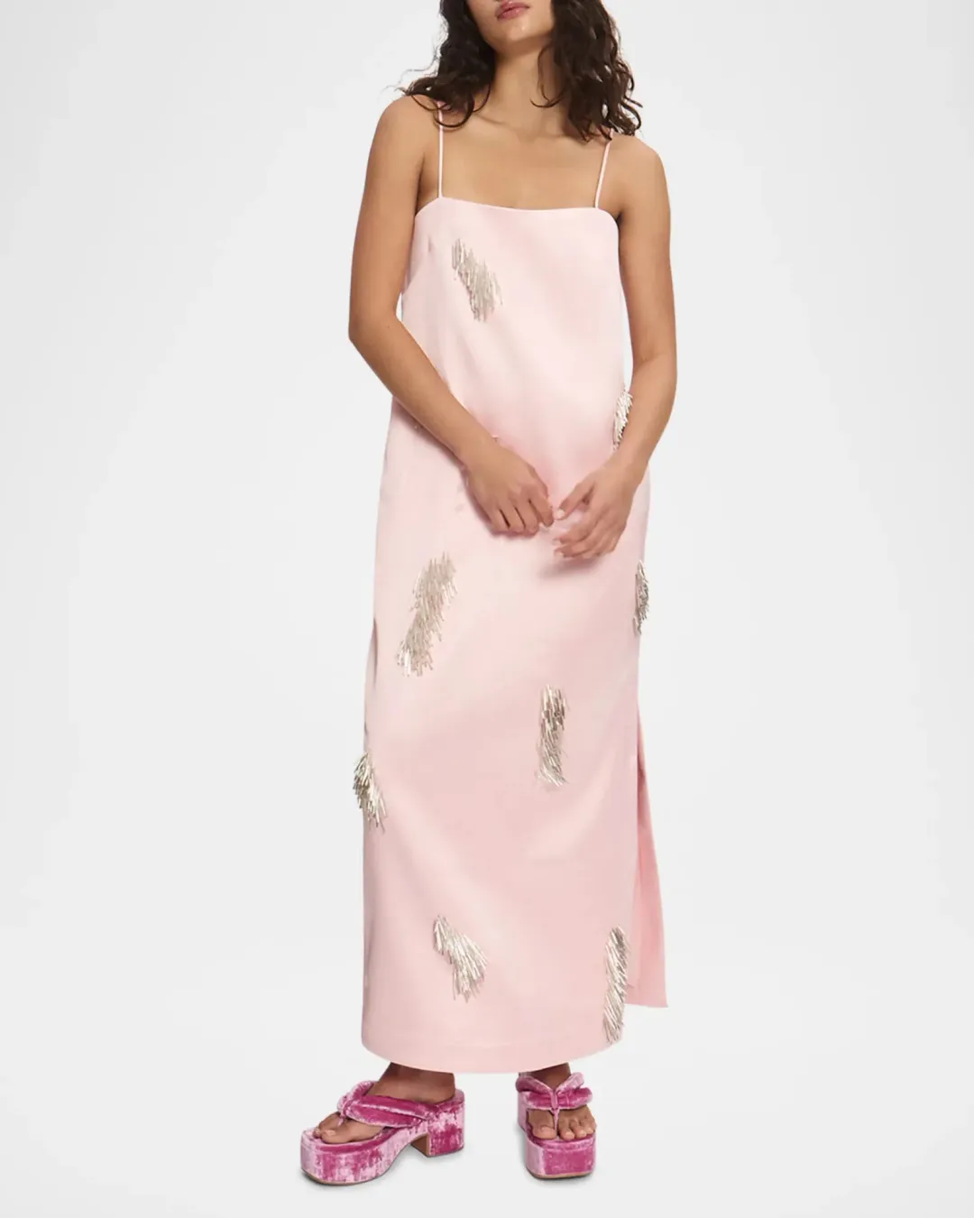ALEMAIS Cindy Embellished Slip Dress Pink 8 AU for rent on The Volte - main image