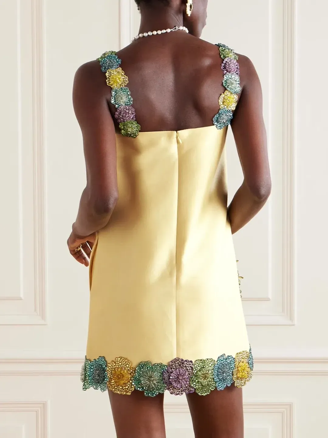 ALEMAIS Lolita Floral Beaded Mini Dress Yellow Size 10 AU for rent on The Volte - main image