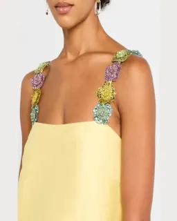 ALEMAIS Lolita Floral Beaded Mini Dress Yellow Size 10 AU for rent on The Volte - image 9