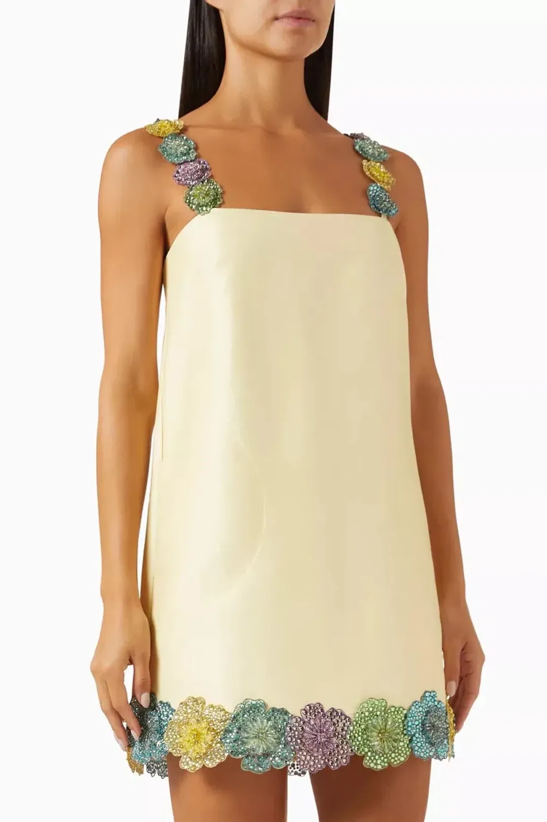 ALEMAIS Lolita Floral Beaded Mini Dress Yellow Size 10 AU for rent on The Volte - main image