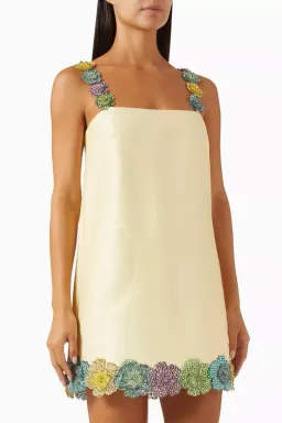 ALEMAIS Lolita Floral Beaded Mini Dress Yellow Size 10 AU for rent on The Volte - image 5