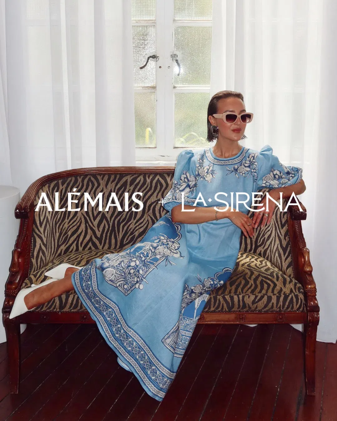 Alemais x La Sirena Boutique Exclusive Romantica Midi Dress Blue Size 10 for rent on The Volte - main image