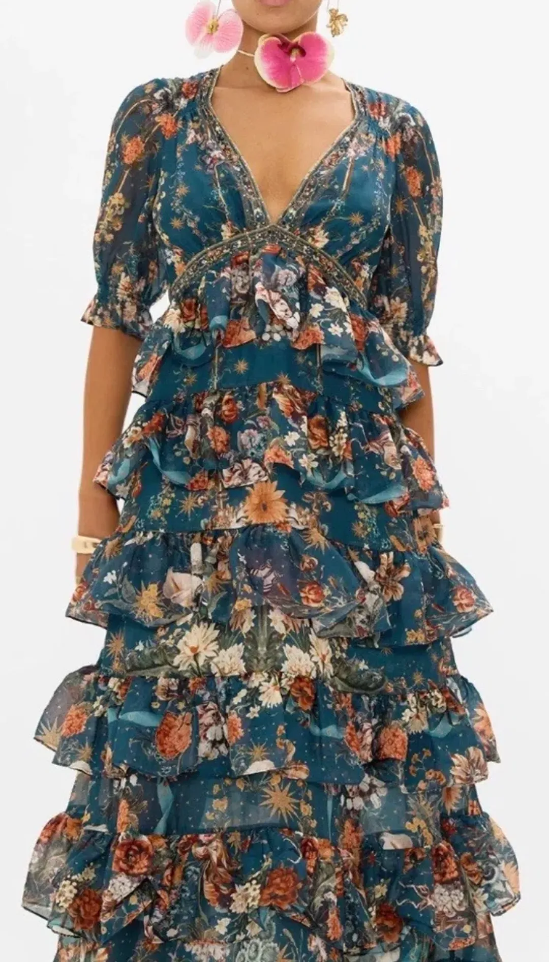 Camilla Puff Sleeve Long Dress She Who Wears The Crown Size S (10) for rent on The Volte - main image