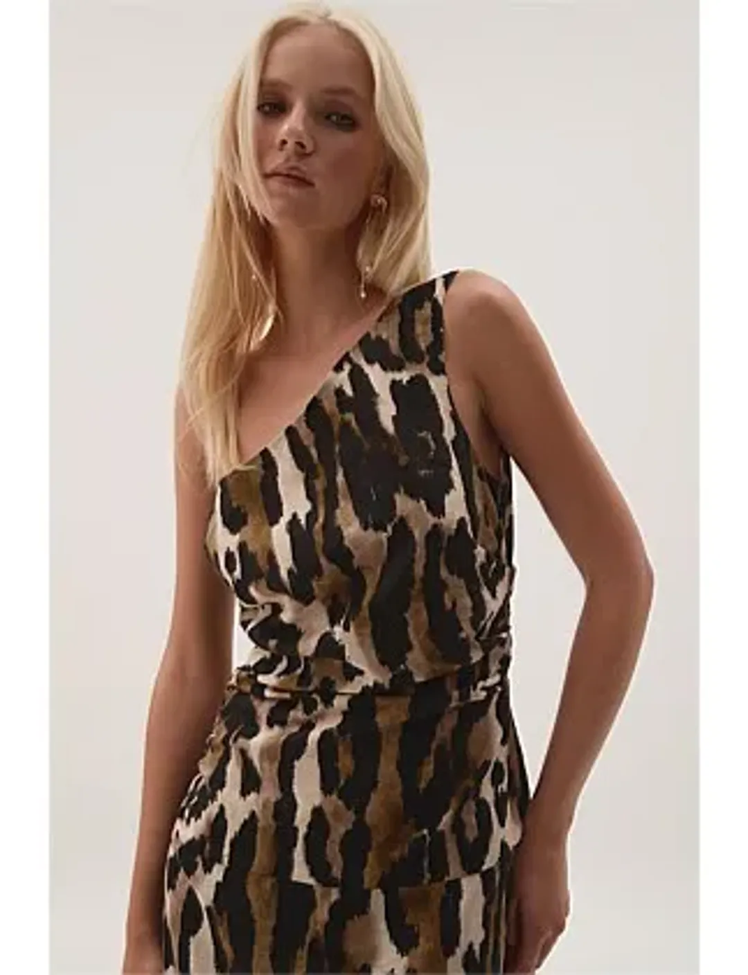 Aje Studio Daze One Shoulder Maxi Dress Animal Print Size 8 for rent on The Volte - main image