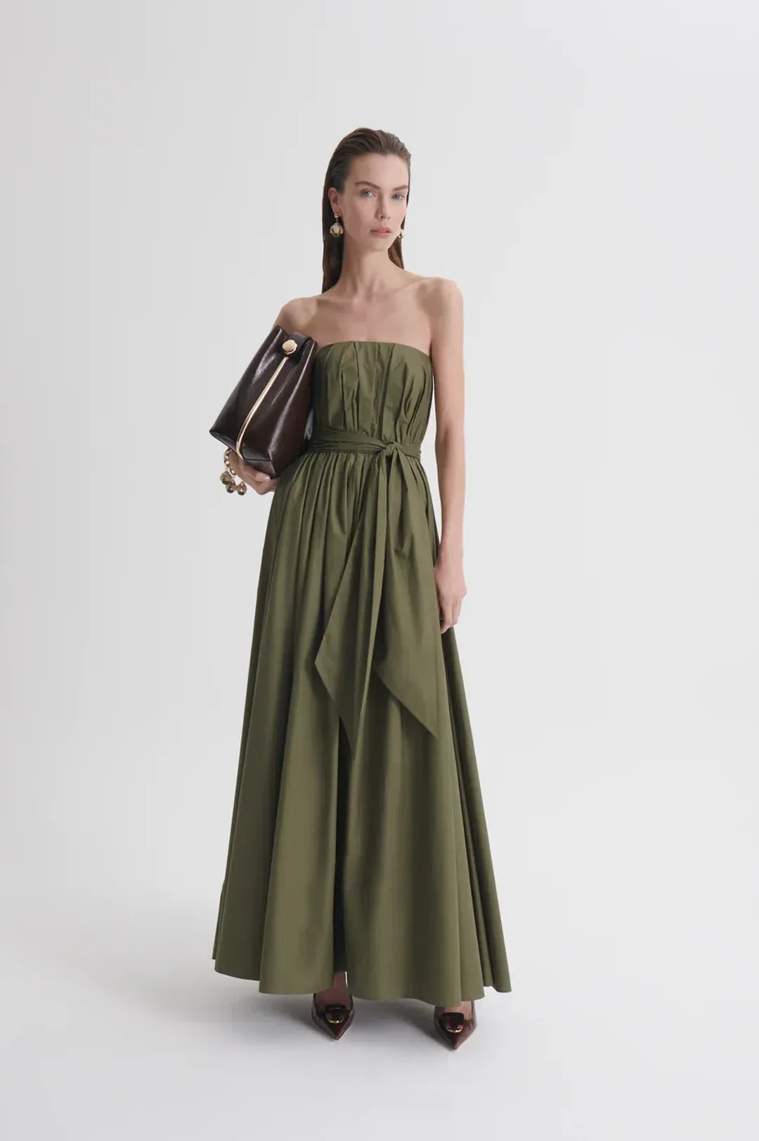 Scanlan Theodore Parachute Crepe Gown Green for rent on The Volte - main image