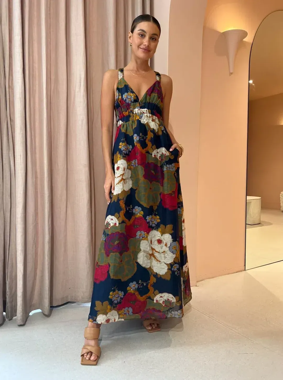 SIR THE LABEL BONITA V NECK GOWN FLORAL SIZE 1/AU 8 for rent on The Volte - main image