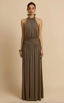 arcina ori, SANTINA DRESS KHAKI, maxi, size 8  for rent on The Volte - image 1