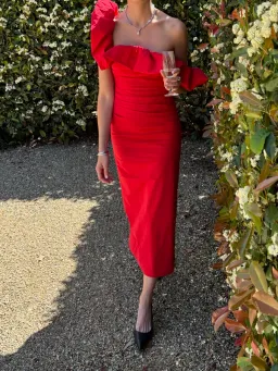 Shona Joy - Campbell Ruffle Draped Maxi Dress - Goji for rent on The Volte - image 1