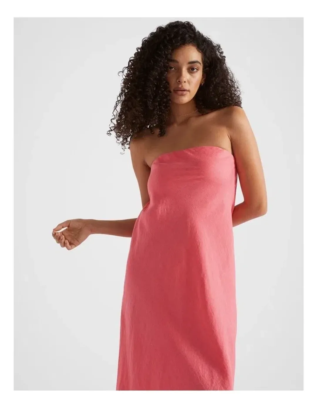 Seed Heritage Core Linen Strapless Maxi Dress in pink for rent on The Volte - main image