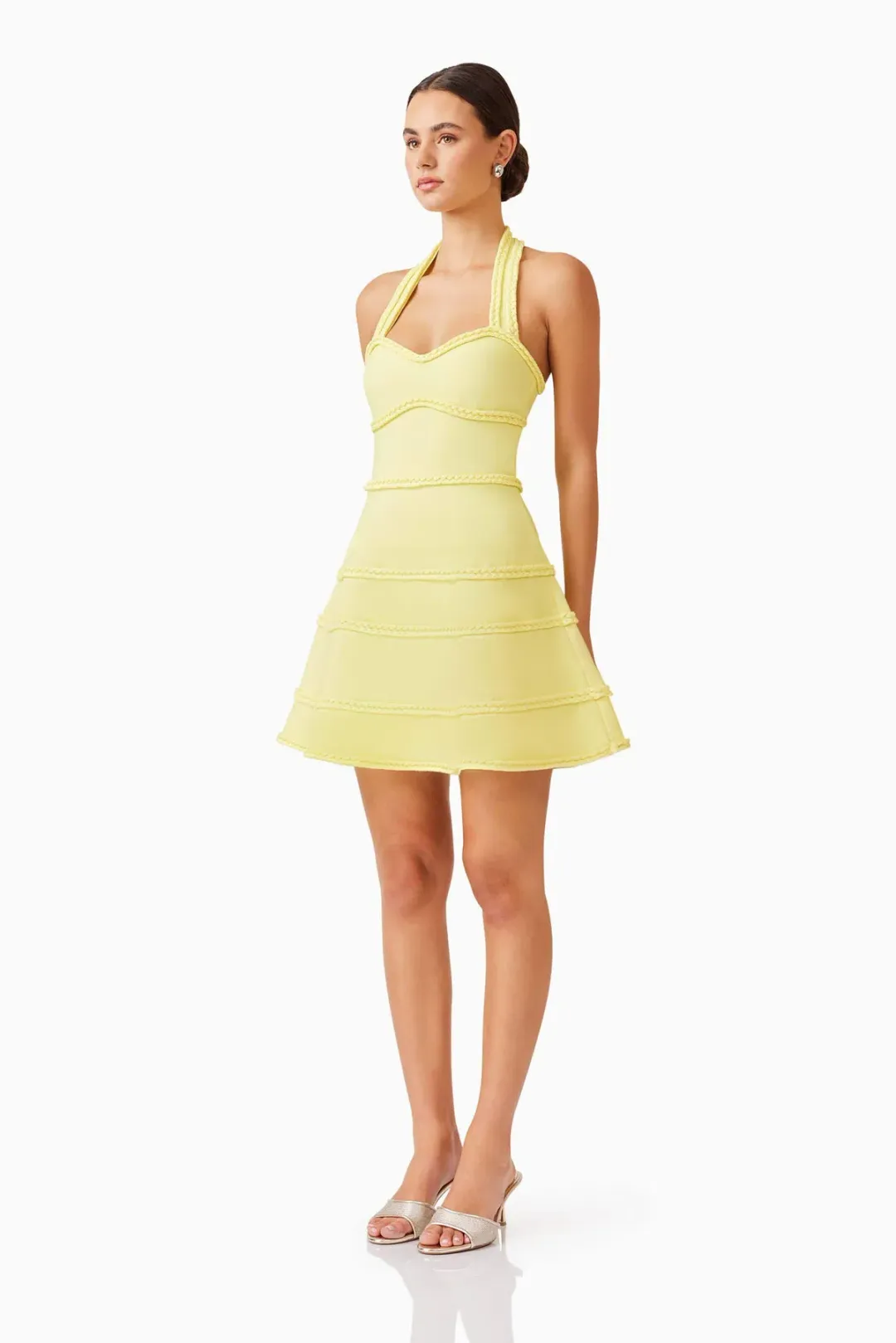 Elliatt Katlyn Halter Mini Dress in Lemon Yellow Size 10 for rent on The Volte - main image