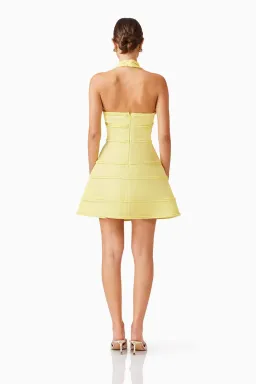 Elliatt Katlyn Halter Mini Dress in Lemon Yellow Size 10 for rent on The Volte - image 3