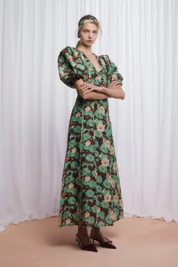 Lovaan Adeline Silk Linen Green Floral Size 6 for rent on The Volte - image 4