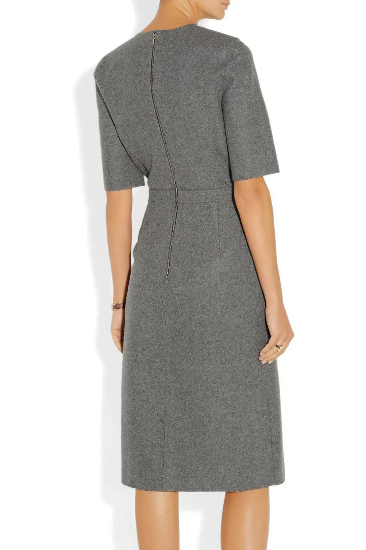 Victoria Beckham Grey wool mid-length dress for rent on The Volte - main image