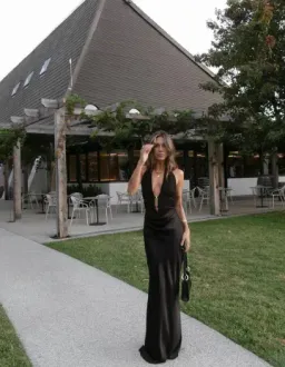 MISHA Celine Satin Maxi Brown size 10  for rent on The Volte - image 3