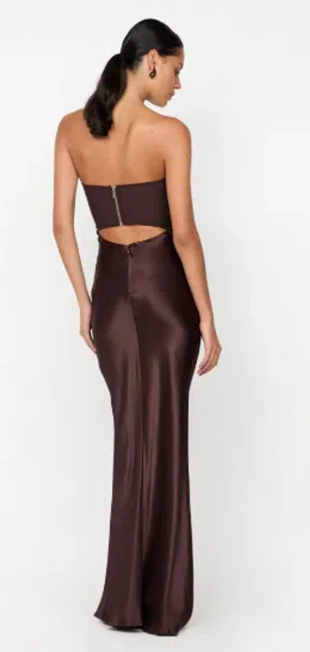 Bec & Bridge Halle Strapless Maxi Dress Chocolate Brown Size 10  for rent on The Volte - main image