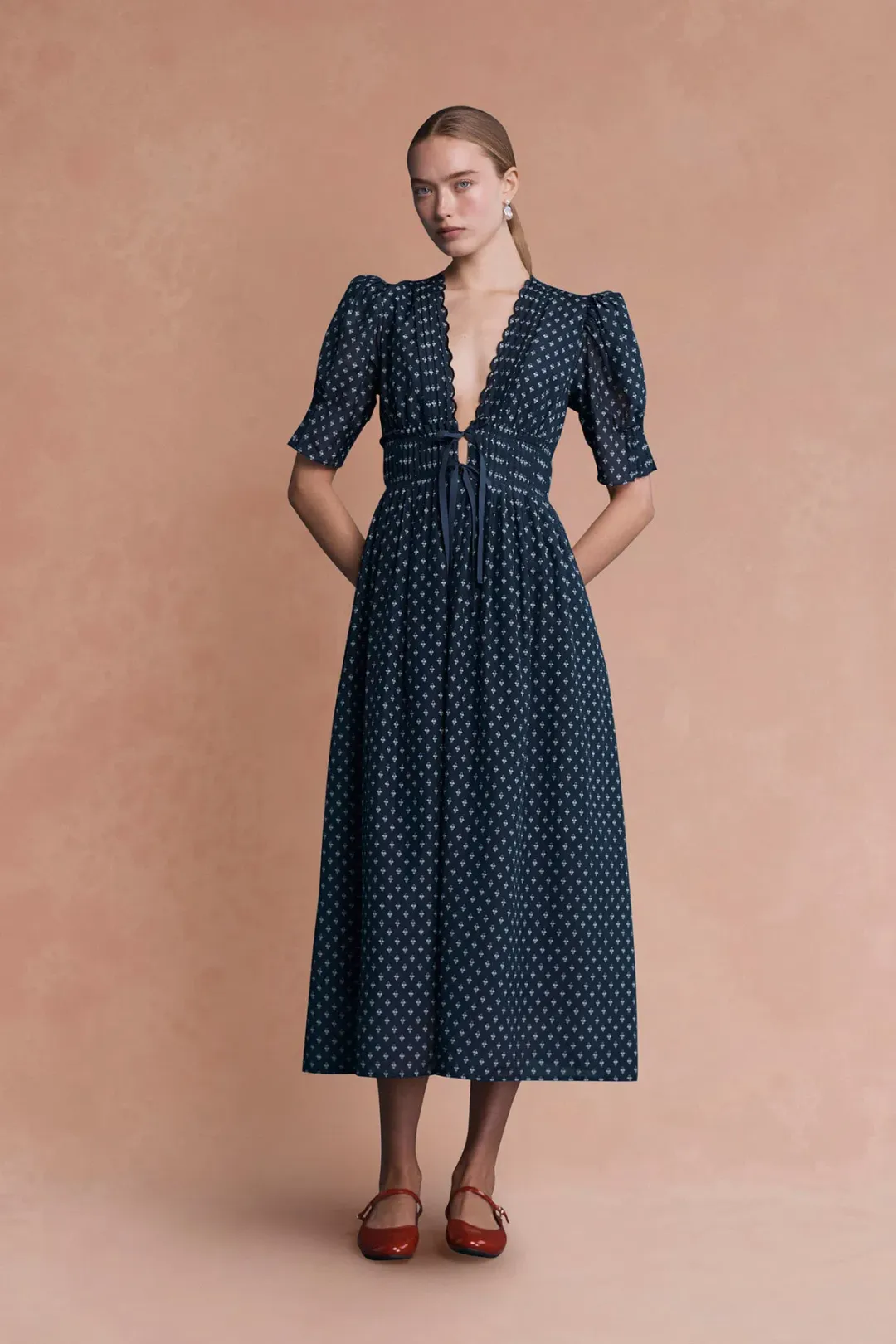 Lovaan Boehm Dress Navy Floral Size 12 for rent on The Volte - main image