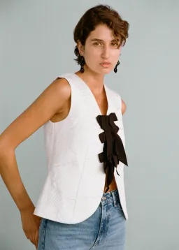 Lovaan Demi Top Recycled Poly Taffeta White Size 6 for rent on The Volte - image 3