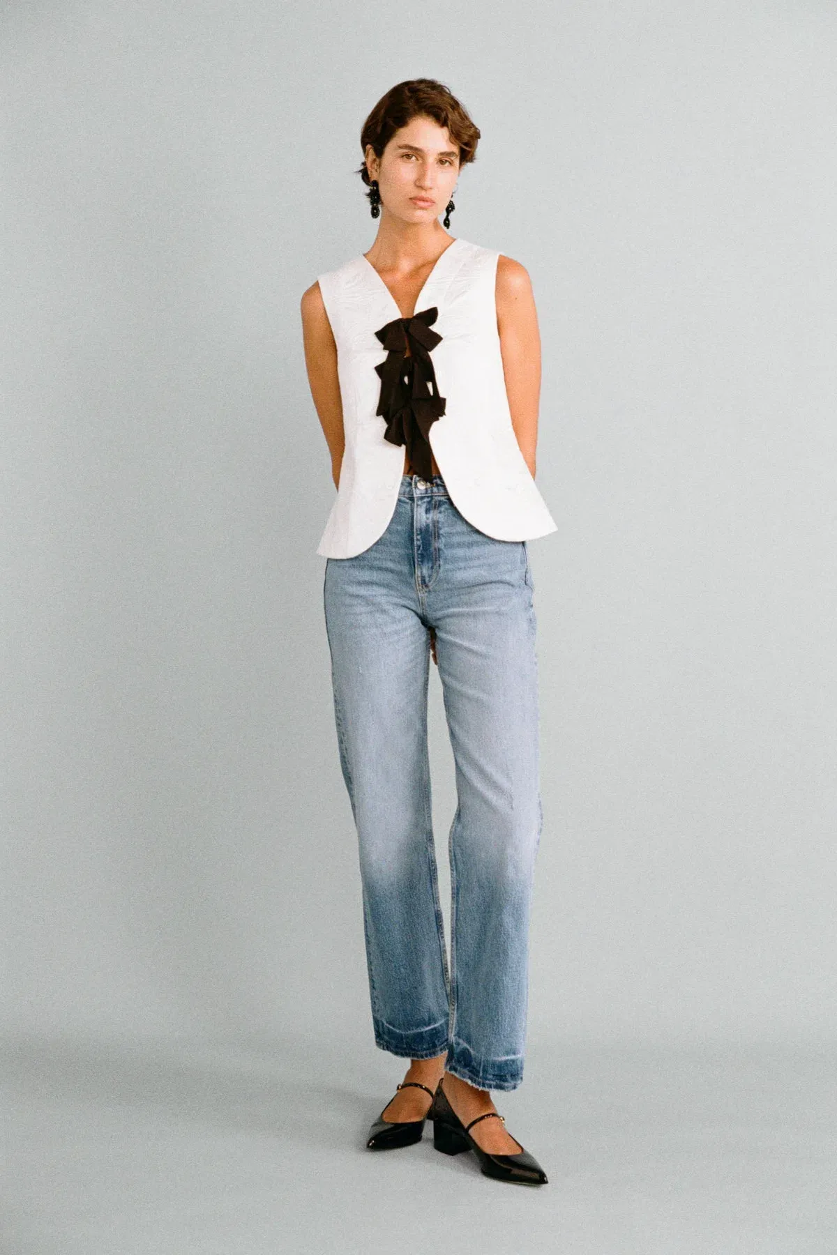 Lovaan Demi Top Recycled Poly Taffeta White Size 10 for rent on The Volte - main image