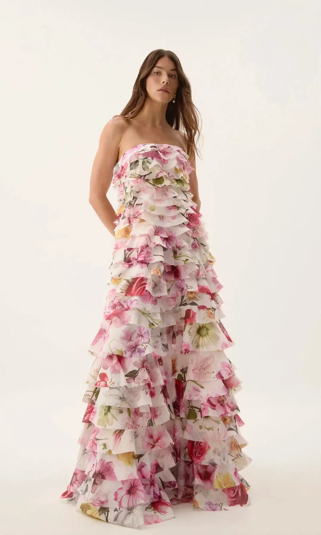 Aje / Fleur Pleated Gown / Collage Floral / Size 12 for rent on The Volte - main image