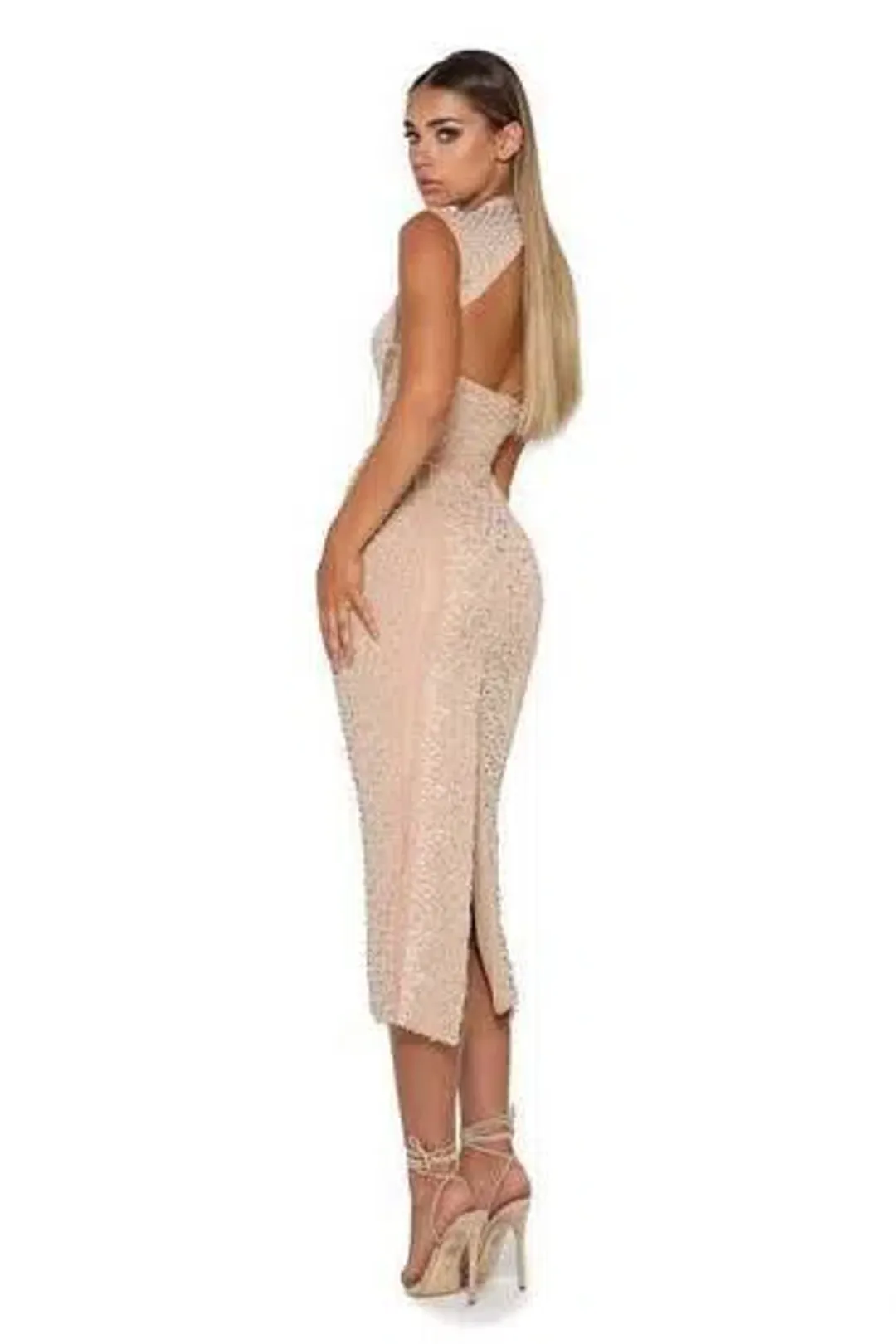 Portia and Scarlett Balmain Beaded Midi Dress Size 8 for rent on The Volte - main image