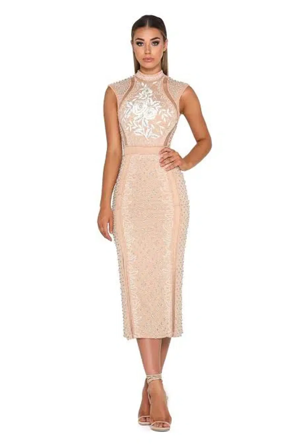 Portia and Scarlett Balmain Beaded Midi Dress Size 8 for rent on The Volte - main image