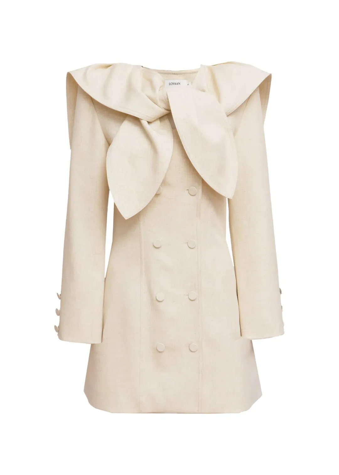 Lovaan Evelyn Mini Dress Poly Linen Spandex Meringue Size 12 for rent on The Volte - main image