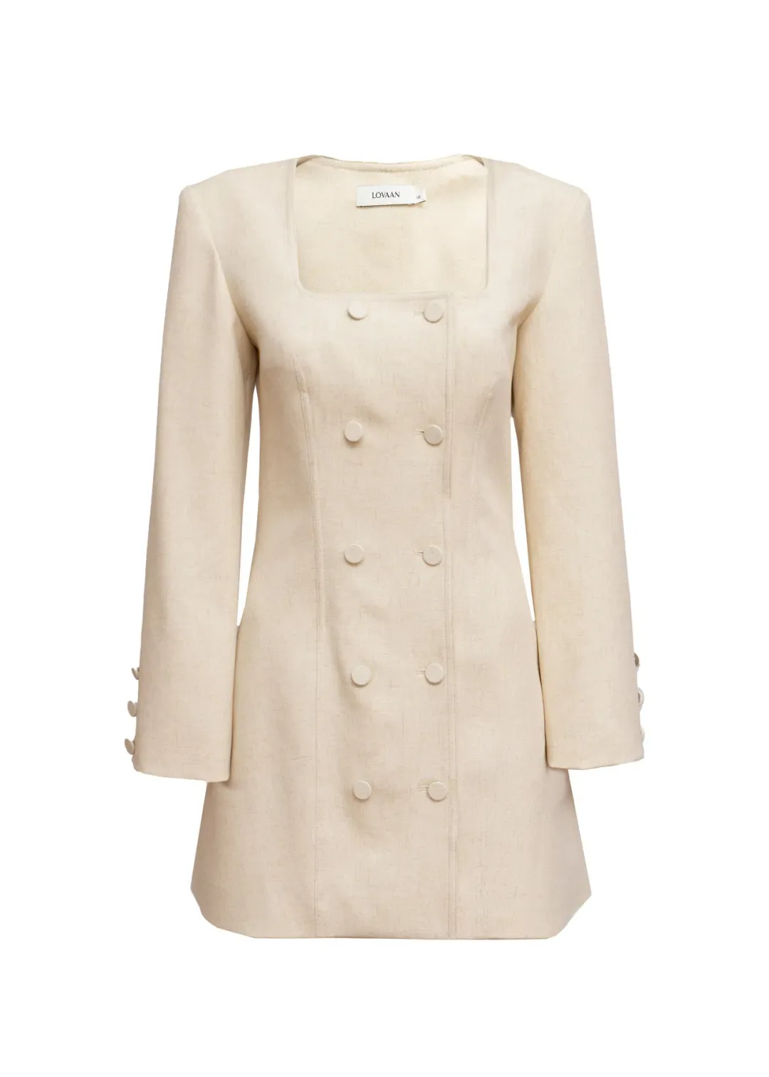 Lovaan Evelyn Mini Dress Poly Linen Spandex Meringue Size 12 for rent on The Volte - main image