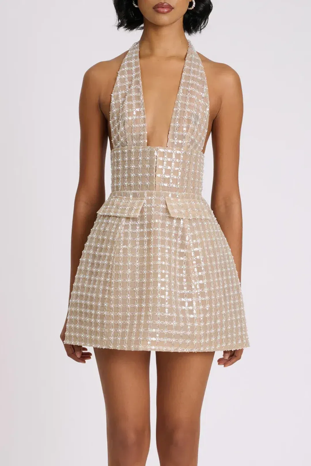 ELIYA THE LABEL Roberta Dress XS Nude Silver for rent on The Volte - main image
