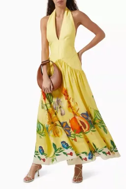 Alemais Dahlia Halter Maxi Gown Yellow Size AU 10 for rent on The Volte - image 1