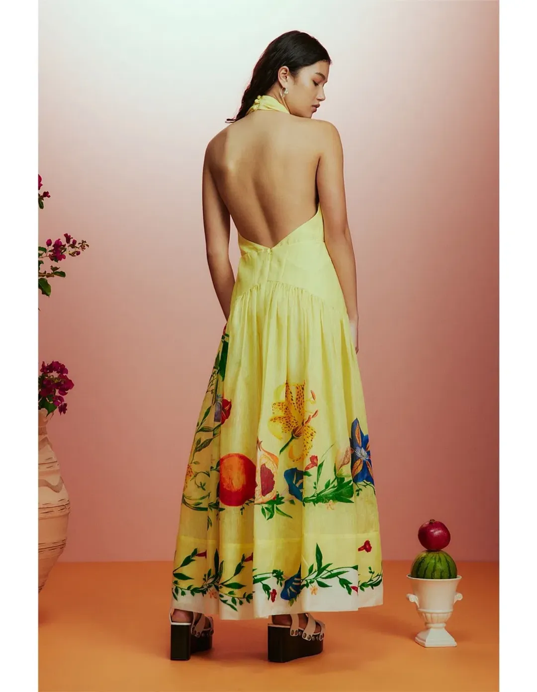 Alemais Dahlia Halter Maxi Gown Yellow Size AU 10 for rent on The Volte - main image