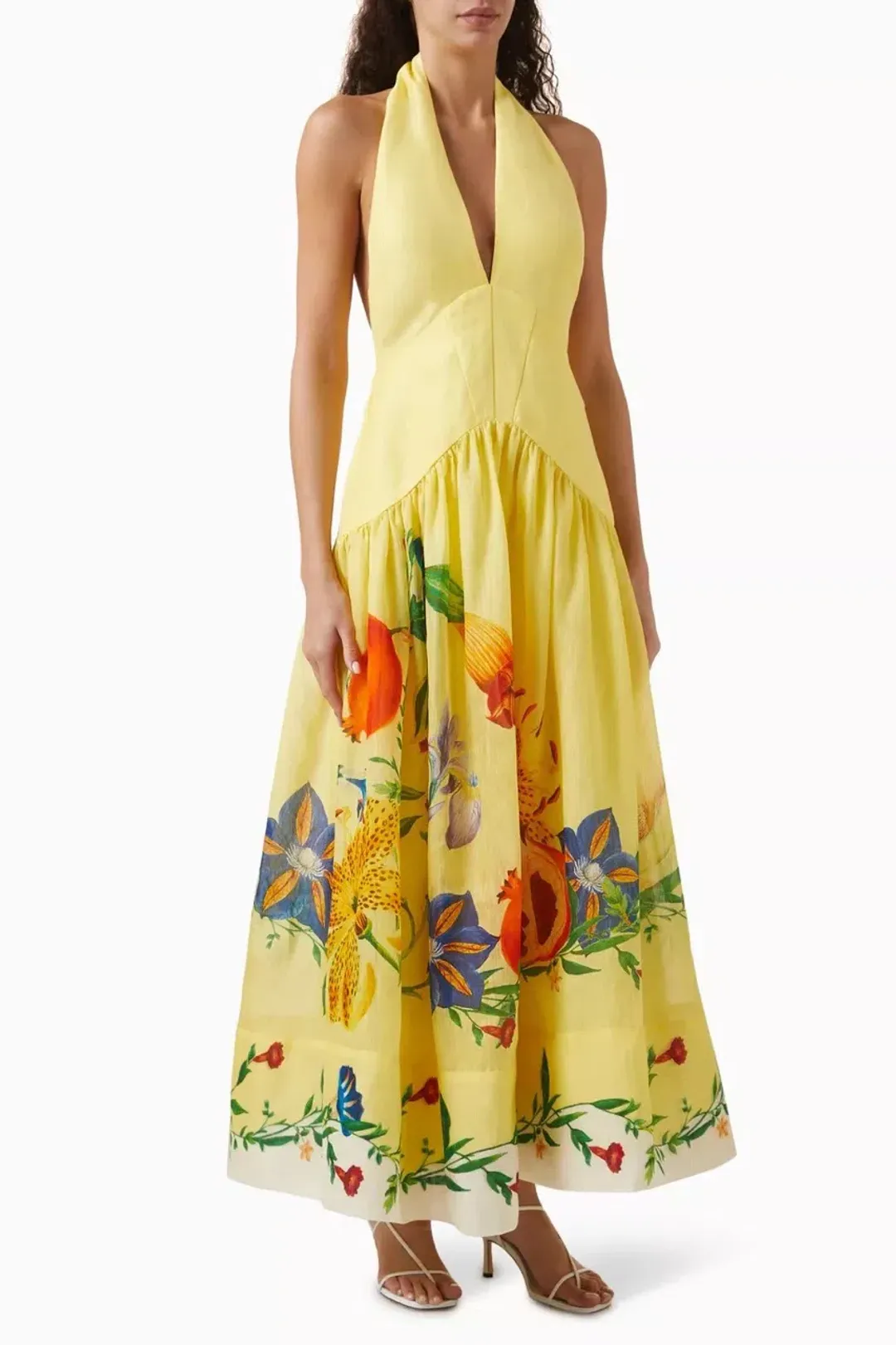 Alemais Dahlia Halter Maxi Gown Yellow Size AU 10 for rent on The Volte - main image
