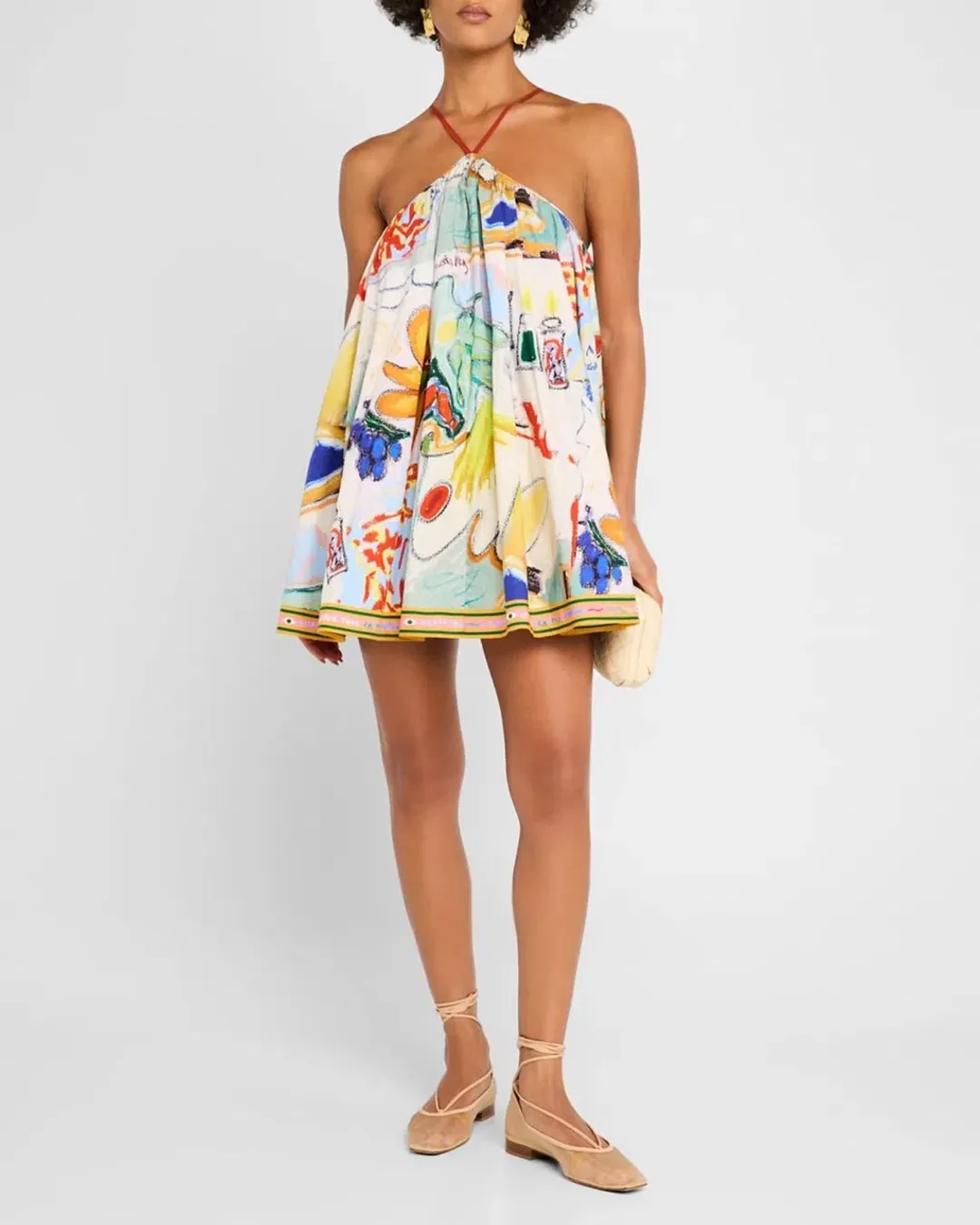 ALEMAIS La Charrasca Halter Mini Dress Multi Size 10 AU for rent on The Volte - main image