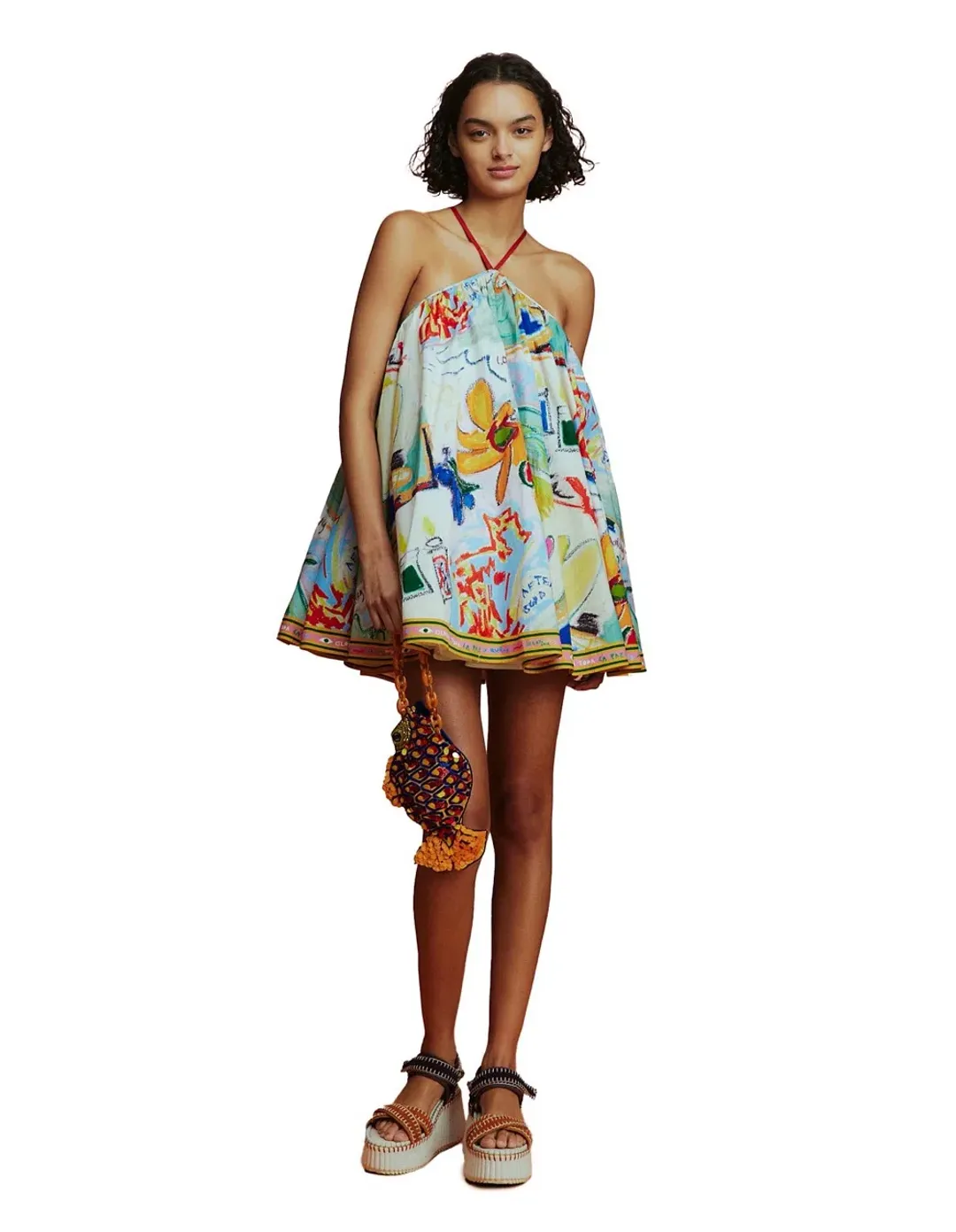 ALEMAIS La Charrasca Halter Mini Dress Multi Size 10 AU for rent on The Volte - main image