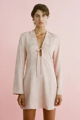Lovaan Isla Mini Dress Silk Linen Brushed Rose Size 8 for rent on The Volte - image 1