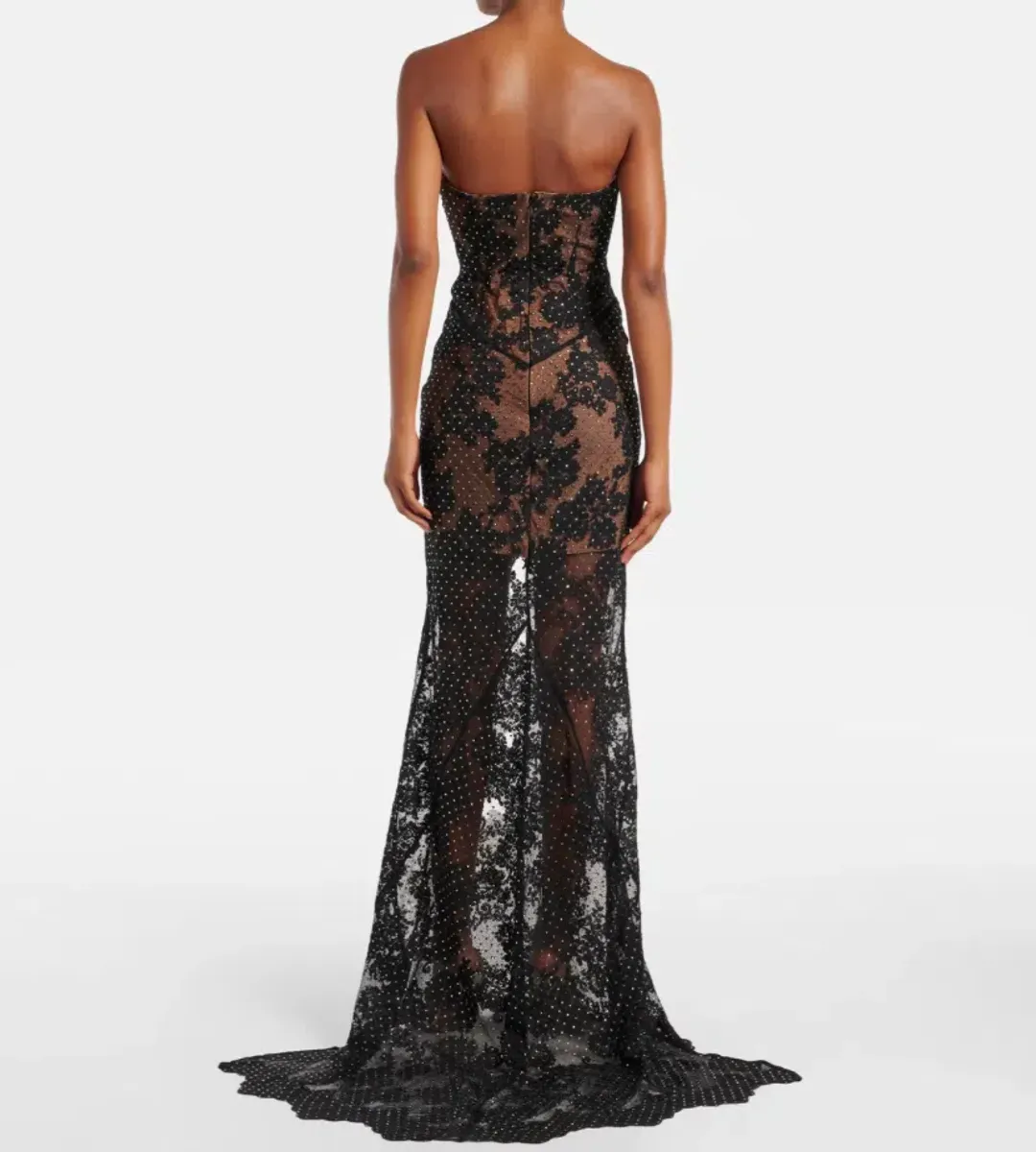 Self Portrait Rhinestone Embellished Sheer Gown Black Size AU 12 for rent on The Volte - main image