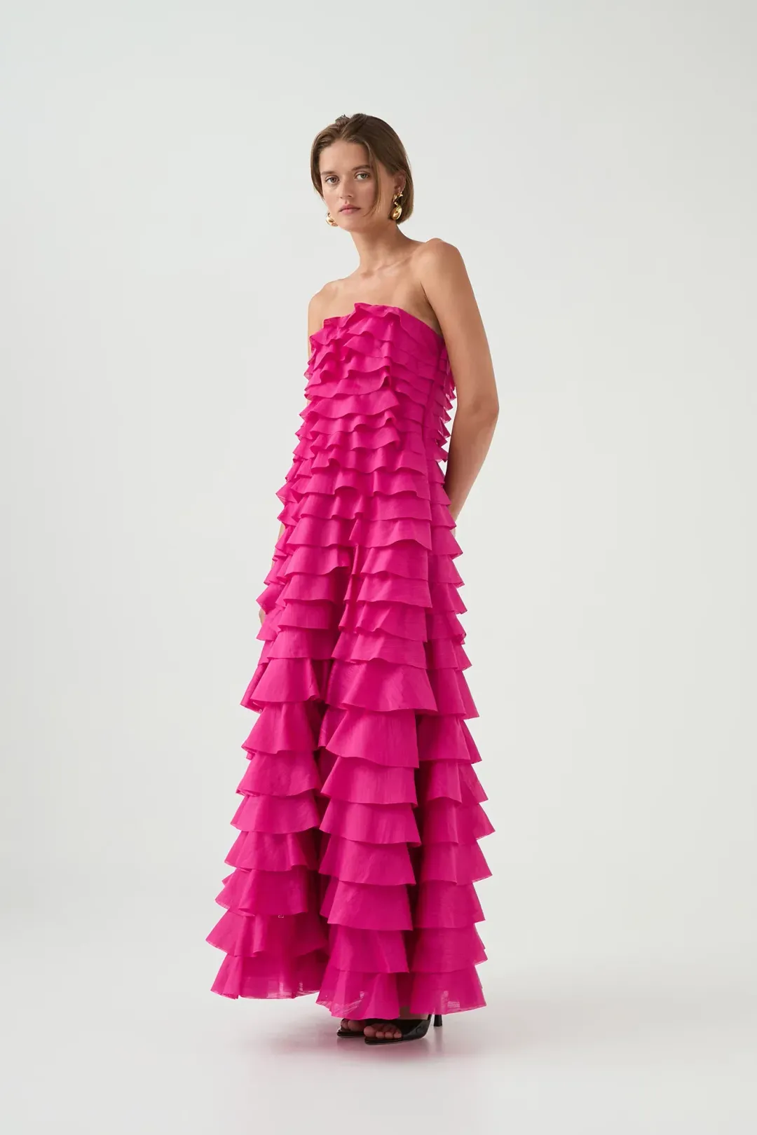 Aje / Fleur Pleated Gown / Magenta / Size 12 for rent on The Volte - main image