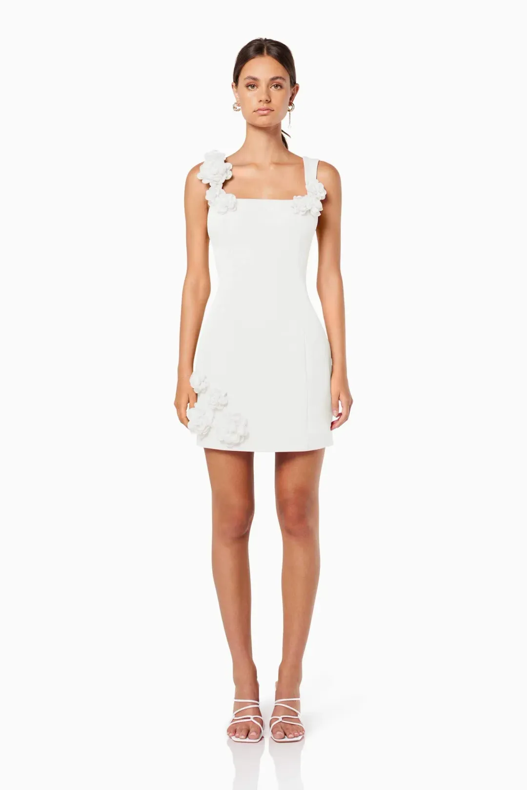 Trompe 3D Floral Mini Dress In White Size M for rent on The Volte - main image