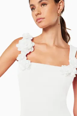 Trompe 3D Floral Mini Dress In White Size M for rent on The Volte - image 6