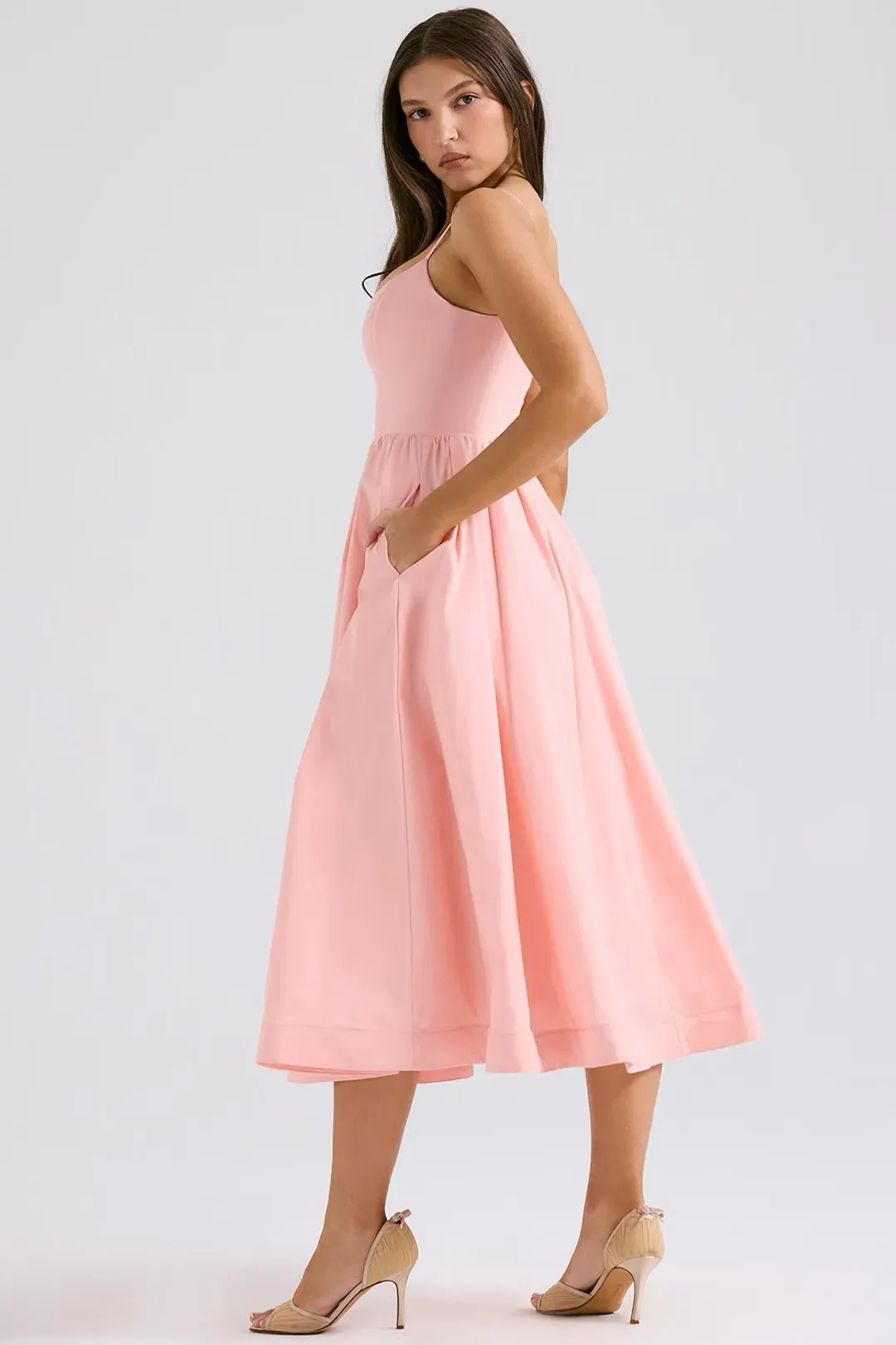 House of CB Lolita scoop-neck cotton-blend midi dress Size M for rent on The Volte - main image