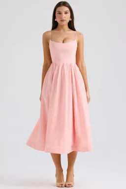 House of CB Lolita scoop-neck cotton-blend midi dress Size M for rent on The Volte - image 1