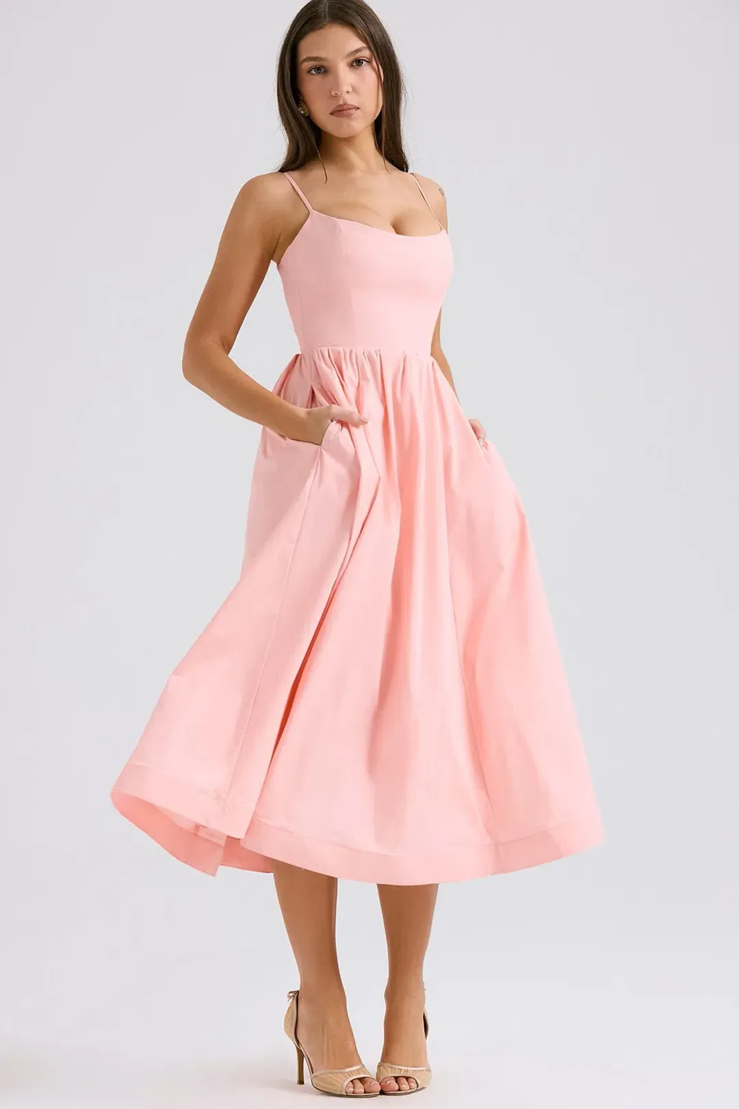 House of CB Lolita scoop-neck cotton-blend midi dress Size M for rent on The Volte - main image