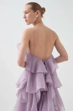 Aje Pandorea Layered Maxi Dress | Lilac Size 8 for rent on The Volte - image 4