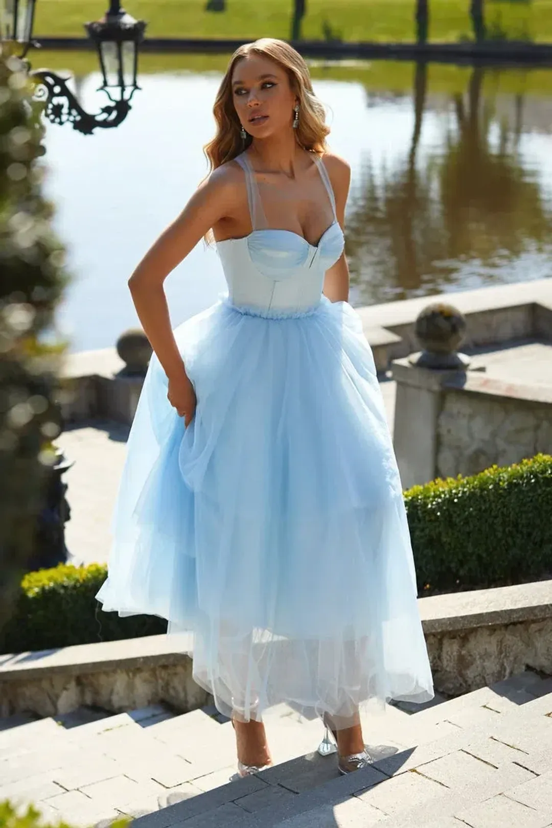 Alamour Jolie Corset Dress in Baby Blue Size S for rent on The Volte - main image
